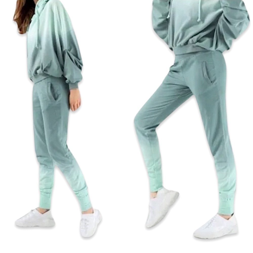 Young Fabulous & Broke Teal Ombré High Waisted Pocket Jogger Sweatpants Small